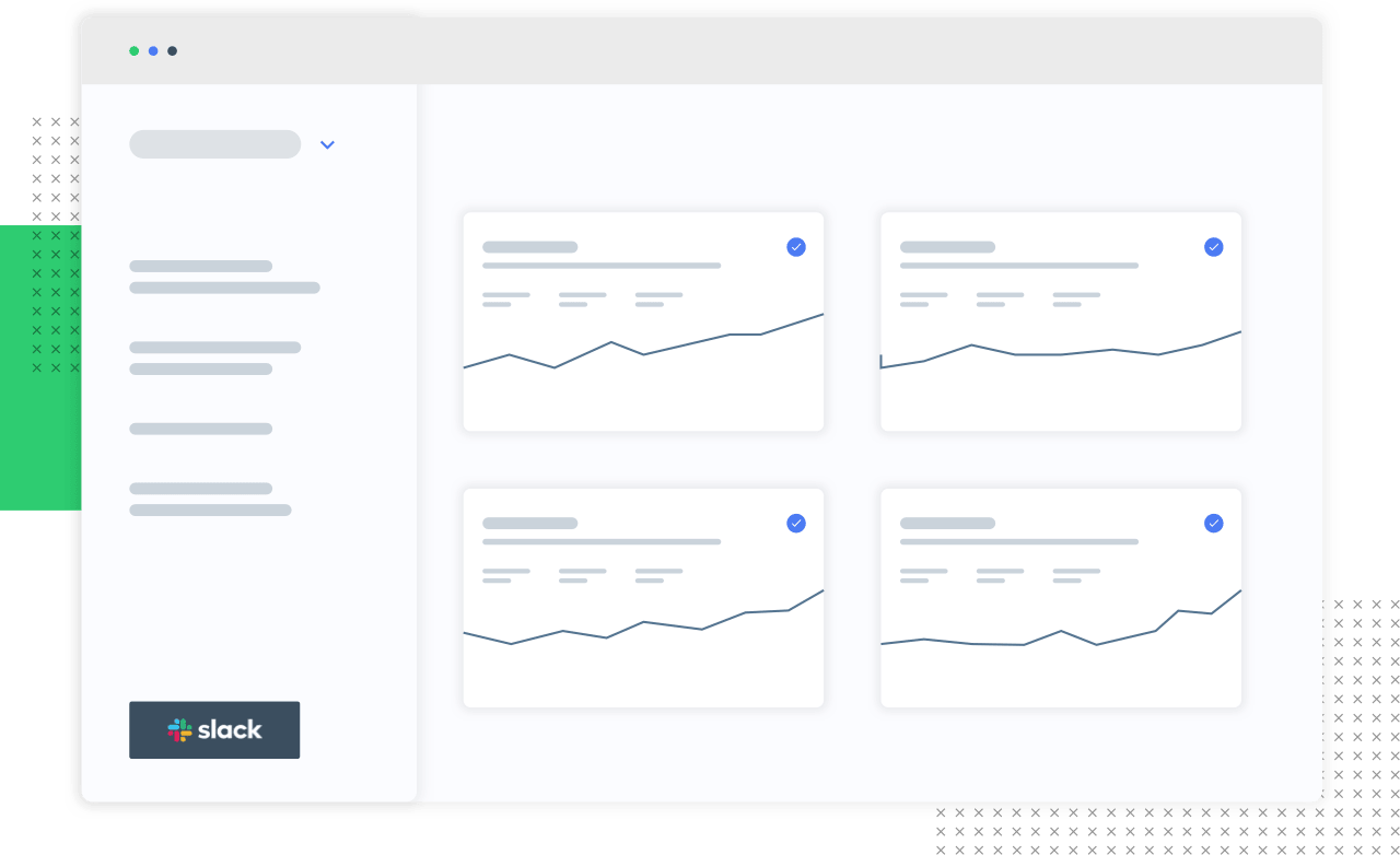 Telas mostrando gráficos referentes empresa Slack